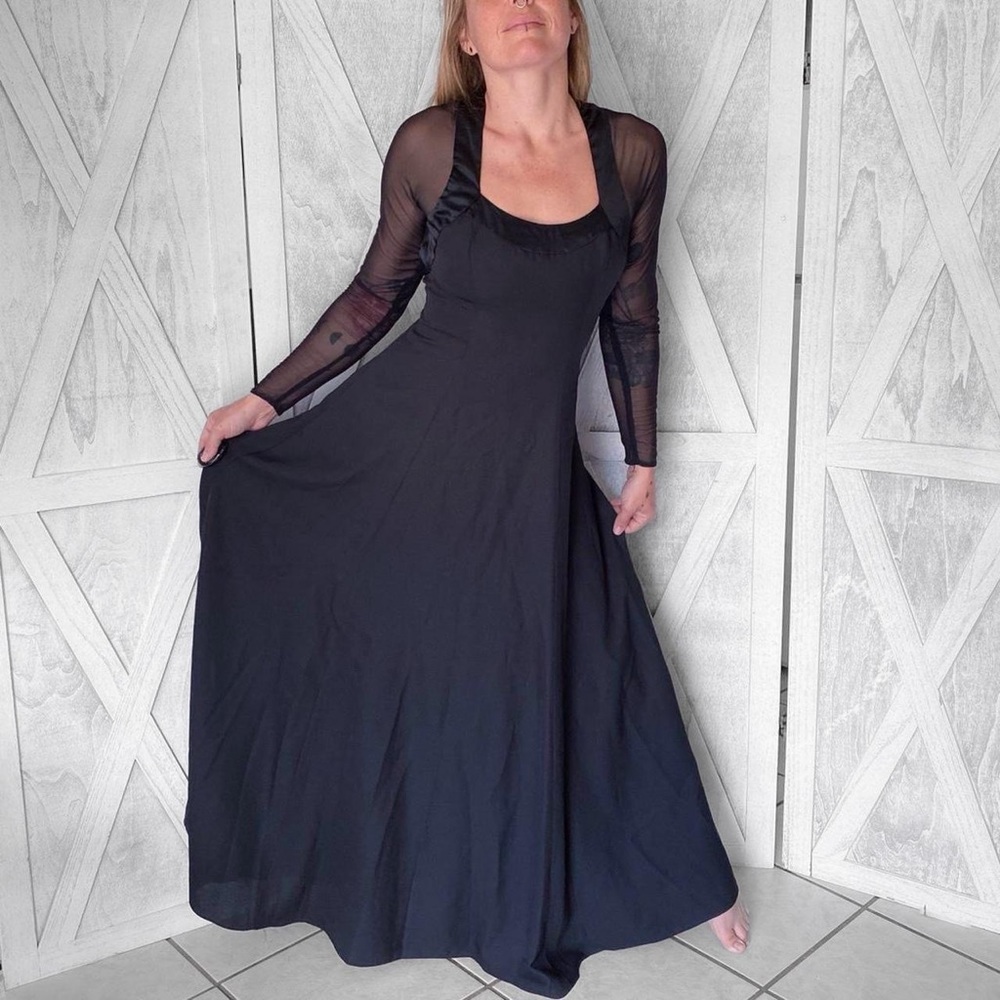 Vintage 80s/90s black goth union made formal dress